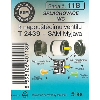 HARTMAN těsnění splachovače WC k napouštěcímu ventilu T 2439, sada č. 118 – Zbozi.Blesk.cz