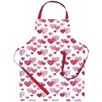 SCANquilt zástěra Dekoro srdce bíločervená – Zboží Dáma