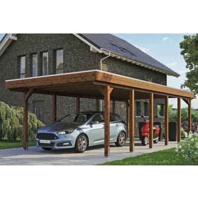 SKAN HOLZ Přístřešek na auto Friesland 397 x 860 cm ořech – Sleviste.cz