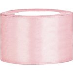 PartyDeco Stuha saténová jemně růžová 38 mm x 25 m - saténové široké dekorační stuhy 3,8 cm x 25 m na svatební aranžmá, mašle, dekorace – Zboží Mobilmania