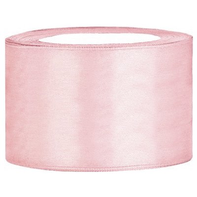 PartyDeco Stuha saténová jemně růžová 38 mm x 25 m - saténové široké dekorační stuhy 3,8 cm x 25 m na svatební aranžmá, mašle, dekorace – Zboží Mobilmania