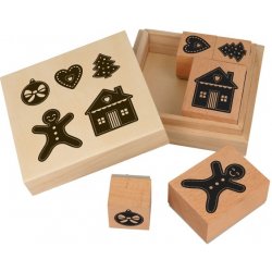 ARTEMIO Razítka v dřevěné krabičce symboly Vánoc