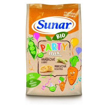 Sunar BIO Party mix hráškové a mrkvové dětské křupky 45 g