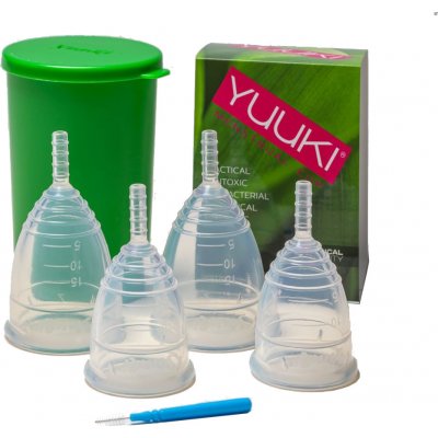 Yuuki MIX bezbarvé menstruační kalíšky soft + classic 4 ks
