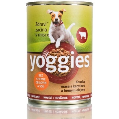 Yoggies hovězí konzerva pro psy s karotkou a lněným olejem 400g