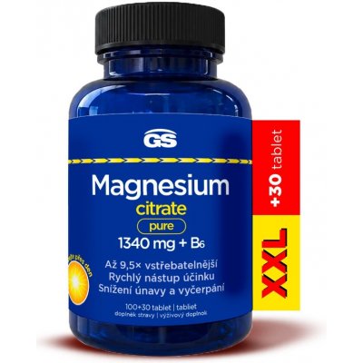 GS Magnesium citrate pure 1340 mg + B6 130 tablet – Hledejceny.cz