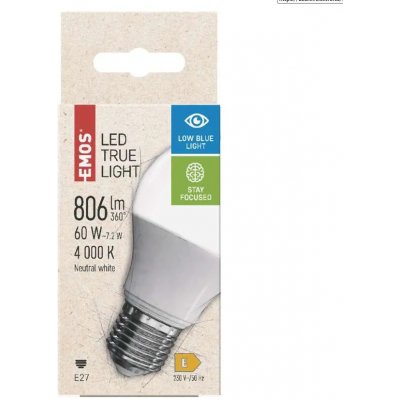 Emos Zdravá LED žárovka True Light 7,2W závit E27 Low blue light Denní bílá – Hledejceny.cz