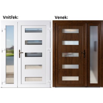 Soft Dvoukřídlé vchodové 6300+Sklo Nisip Zlatý dub/bílá pravé 130 x 200 cm – Hledejceny.cz