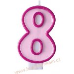 PartyDeco Narozeninová svíčka s číslem 8 růžová – Zboží Dáma
