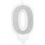 PartyDeco Narozeninová svíčka 0 stříbrná 7 cm – Zboží Dáma