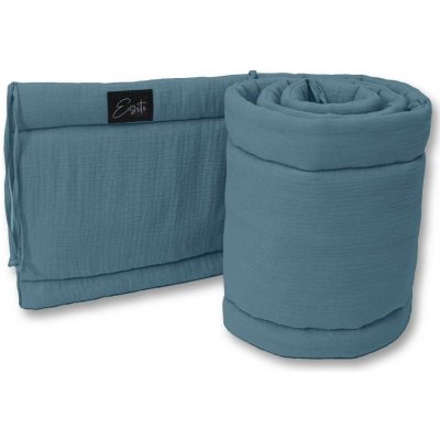 ESITO Luxusní mantinel mušelín do postýlky Denim blue džínová modrá – Zboží Dáma