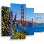 Obraz - Golden Gate Bridge, San Francisco (s hodinami), Čtyřdílný 110x75 cm s hodinami – Hledejceny.cz