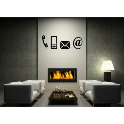 Weblux vzor n44007021 Samolepka na zeď - Contact black icons set - mobile, phone, email, envelope dotyk us telefon, rozměry 170 x 100 cm