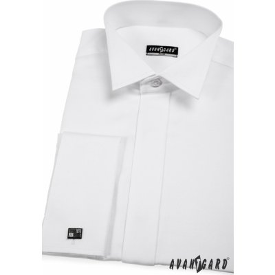 Avantgard pánská košile Frakovka slim s dvojitými manžetami na manžetové knoflíčky bílá 154-1