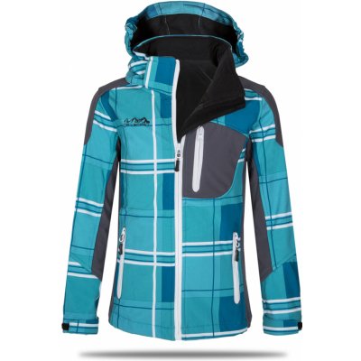 NEVEREST Dívčí softshellová bunda 42258cc tyrkysová kostka/ bílý zip Tyrkysová – Zboží Dáma