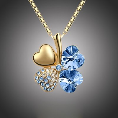 Sisi Jewelry Swarovski Elements čtyřlístek pro štěstí gold NH1075 Světle modrá