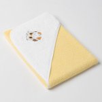 Veba LOTA osuška s kapucí žluto/bílá s výšivkou Moudrá sovička bílá lemovka 75x75 cm – Zboží Dáma