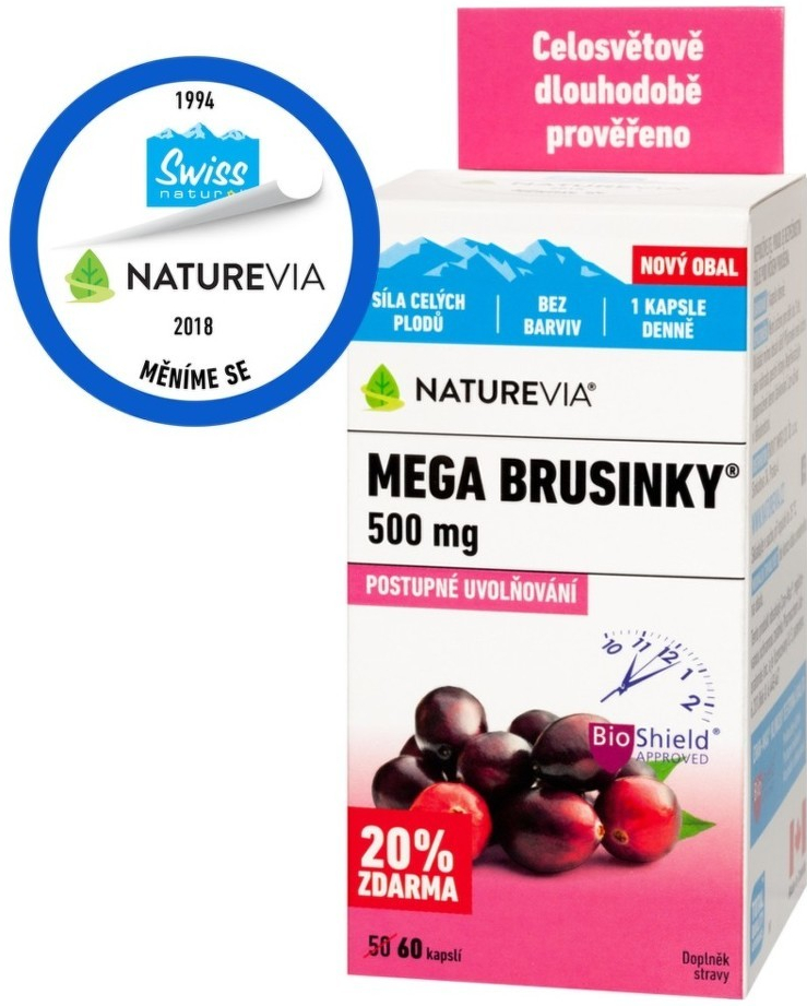 Swiss NatureVia Mega brusinky 60 kapslí