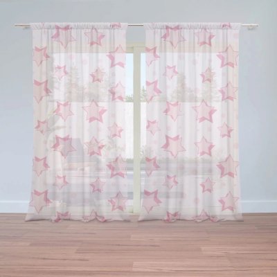 Záclony Růžové hvězdy: 2 ks - 150x250 cm - Sablio – Hledejceny.cz