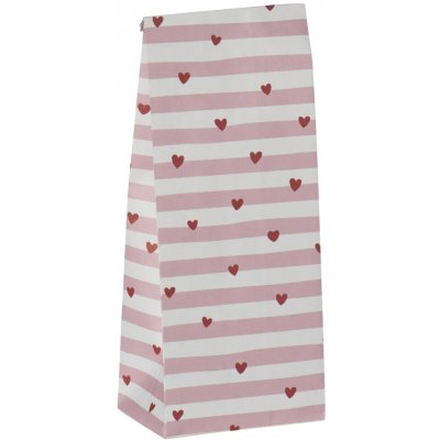 Ib Laursen Papírový sáček Red Hearts / Pink Stripes 22,5 cm – set 5 ks, růžová barva – Zboží Dáma
