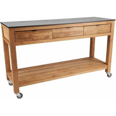Stern Příborník Hilda, 150x50x91 cm, rám old teak, deska HPL, Cement light, včetně koleček a 3 zásuvek – Hledejceny.cz