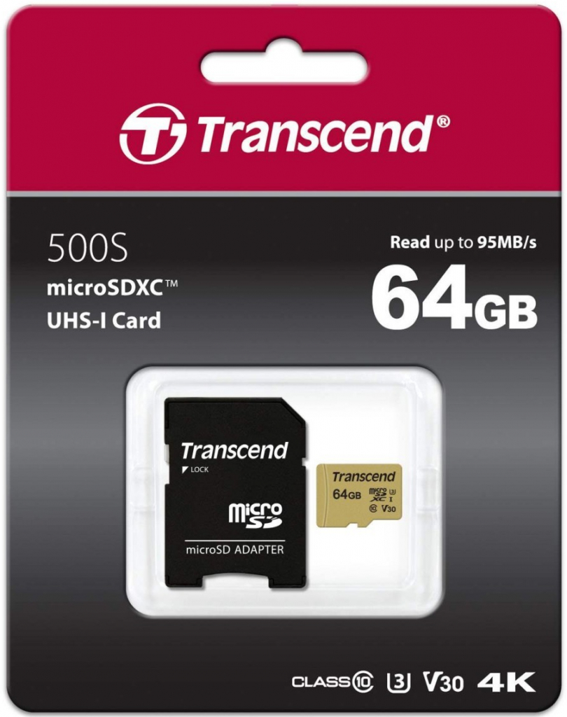 Transcend microSDXC 64 GB UHS-I U3 TS64GUSD500S