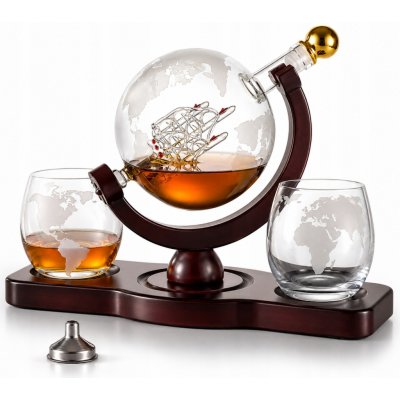 SADA GLOBUS NA WHISKY KARAFA SKLENICE DÁVKOVAČ DÁREK K NAROZENINÁM SVÁTKU – Hledejceny.cz