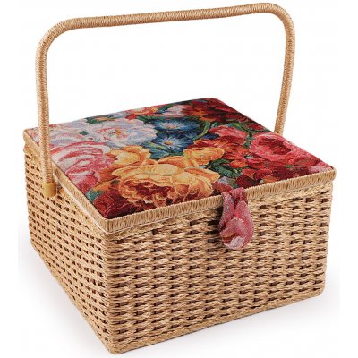 Kazeta / košík na šití gobelín Varianta: 2 bordó sv. přírodní, Balení: 1 ks – Zboží Dáma