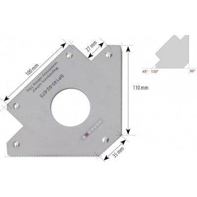 Spartus Úhlový magnet 33kg SP145-02-075 – Zboží Mobilmania