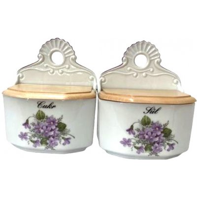 Závěsná slánka s víčkem Fialky, český porcelán Dubí 700 ml – Zboží Dáma