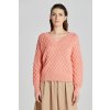 Dámský svetr a pulovr Gant svetr TEXTURED KNIT V-NECK růžová