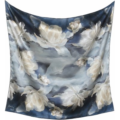 hedvábný šátek Bílo-zlaté květy – Zboží Mobilmania