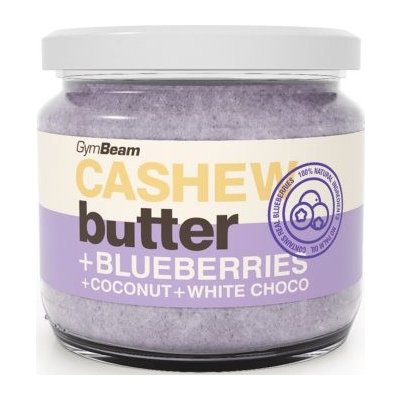 GymBeam Cashew Butter ořechová pomazánka coconut, white choco and blueberries 340 g