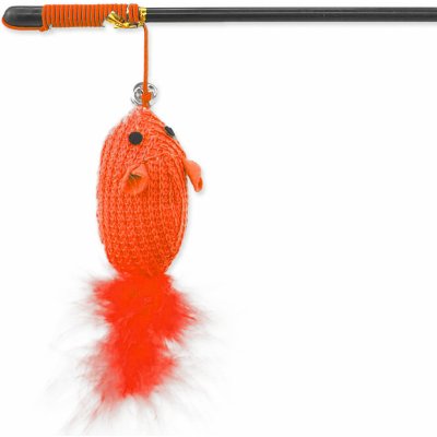 Magic Cat Vábnička myška se šantou a ocáskem z peříček oranžová 45 cm – Hledejceny.cz