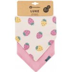 Petite & Mars bandana Luke 2 ks Beige Strawberies&Dusty Rose 3m+ – Zboží Mobilmania