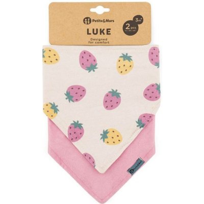 Petite & Mars bandana Luke 2 ks Beige Strawberies&Dusty Rose 3m+ – Zboží Mobilmania