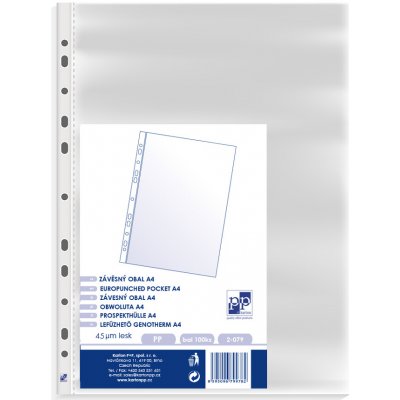 Průhledný obal A4 U 45my lesk eurozávěs lesklý 100ks (euroobal) – Hledejceny.cz