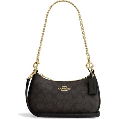 Coach kabelka Teri Mini crossbody Bag In Signature Canvas Gold Walnut Black – Zboží Mobilmania