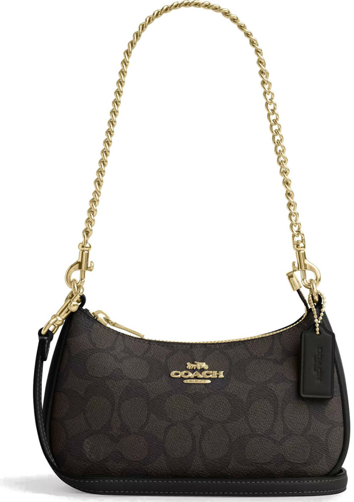 Coach kabelka Teri Mini crossbody Bag In Signature Canvas Gold Walnut Black