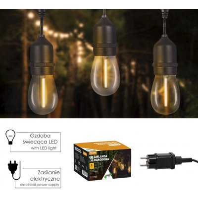 Garden Line Světelný LED řetěz MODERN s 15 žárovkami teplý bílý – Hledejceny.cz