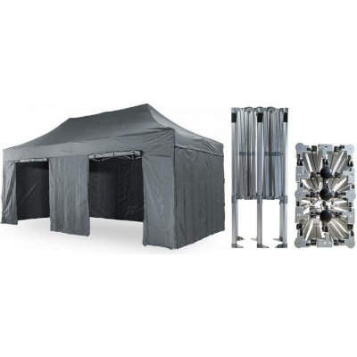 TENTino BIG HEXAGON Nůžkový párty stan 4x6 m /6 noh 17A - ANTRACIT – Hledejceny.cz
