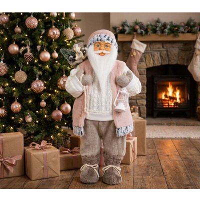 Dekorace MagicHome Santa, s dárkem, růžovo-hnědý, 60 cm – Hledejceny.cz