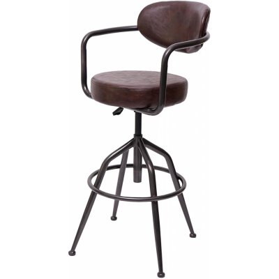 Mendler HWC-H10f, barová stolička otočná výškově nastavitelná průmyslový Velur vintage hnědý