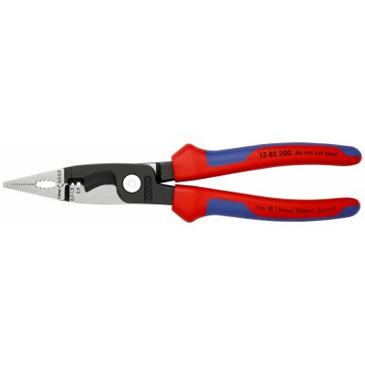 KNIPEX 13 82 200 Elektroinstalační kleště s vícekomponentními rukojeťmi atramentované na černo 200 mm – Sleviste.cz
