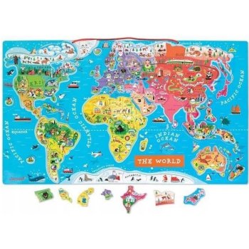 Janod Velká závěsná magnetická mapa světa v angličtině