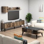 Hanah Home Living Room Furniture Set Lidya 1 Walnut Marble – Hledejceny.cz