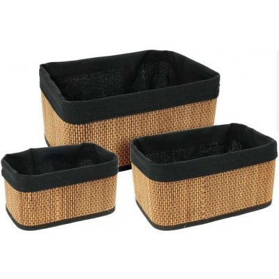 HOMESTYLING Sada košíků 3 ks bambus/len KO-KR9000090 – Zboží Dáma