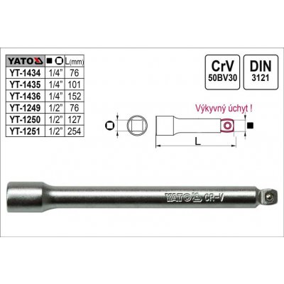 YATO YT-1251 prodlužovací nástavec výkyvný 254 mm – HobbyKompas.cz