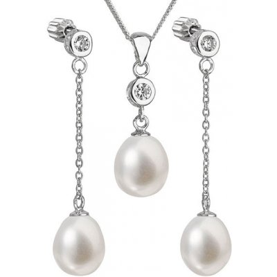 Pavona perlová souprava včetně řetízku z říčních perel bílá 29005.1