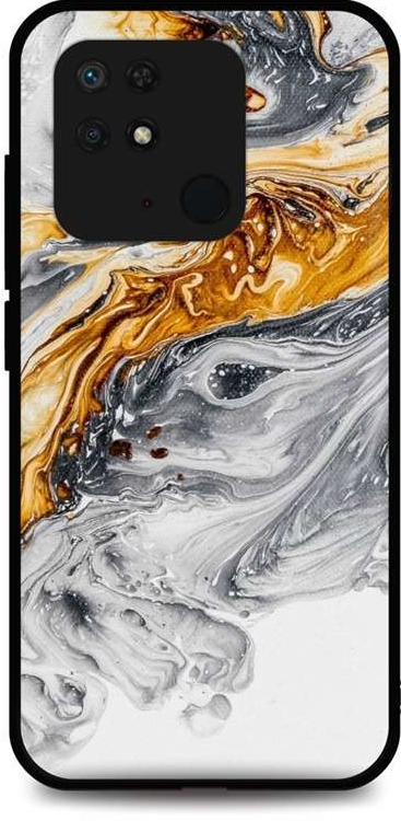 Pouzdro TopQ LUXURY Xiaomi Redmi 10C pevný Marble šedo-zlatý